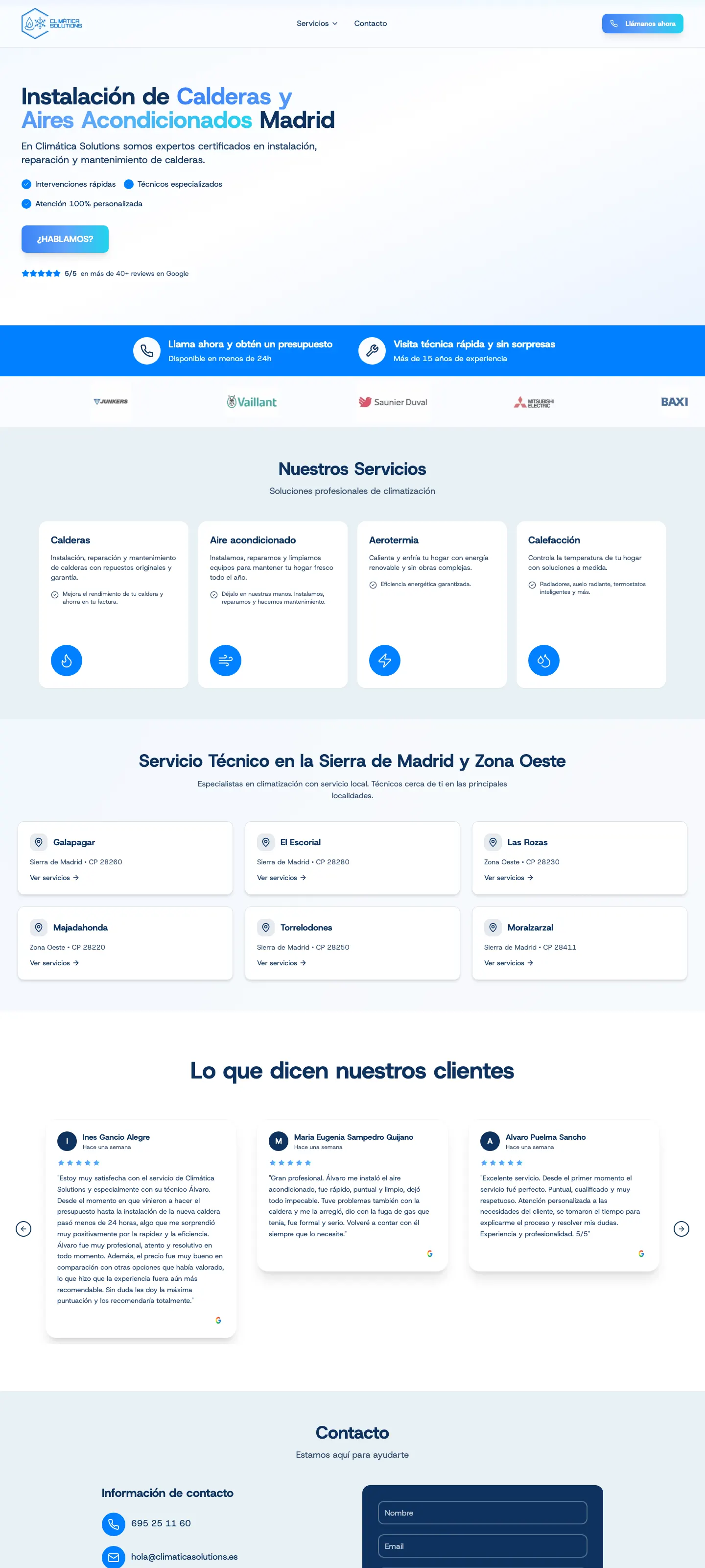 Web de Climática Solutions en ordenador