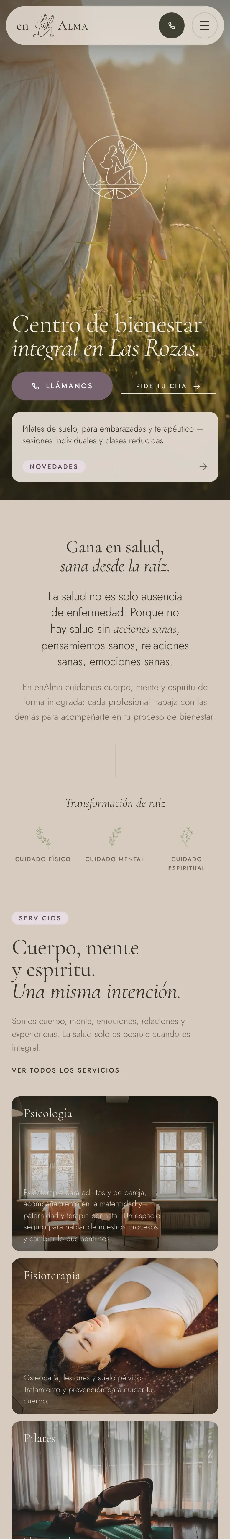 Web de enAlma en móvil
