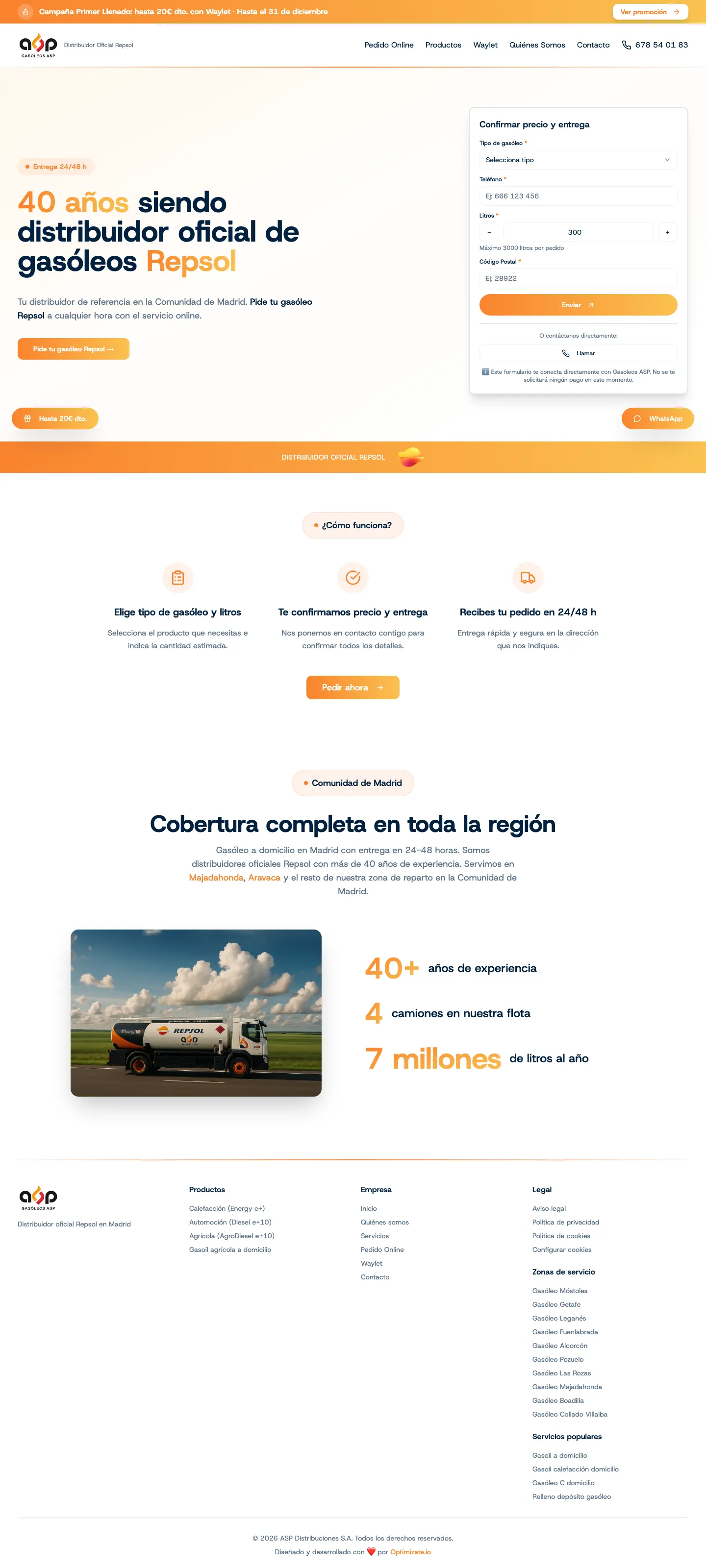 Web de Gasóleos ASP en ordenador
