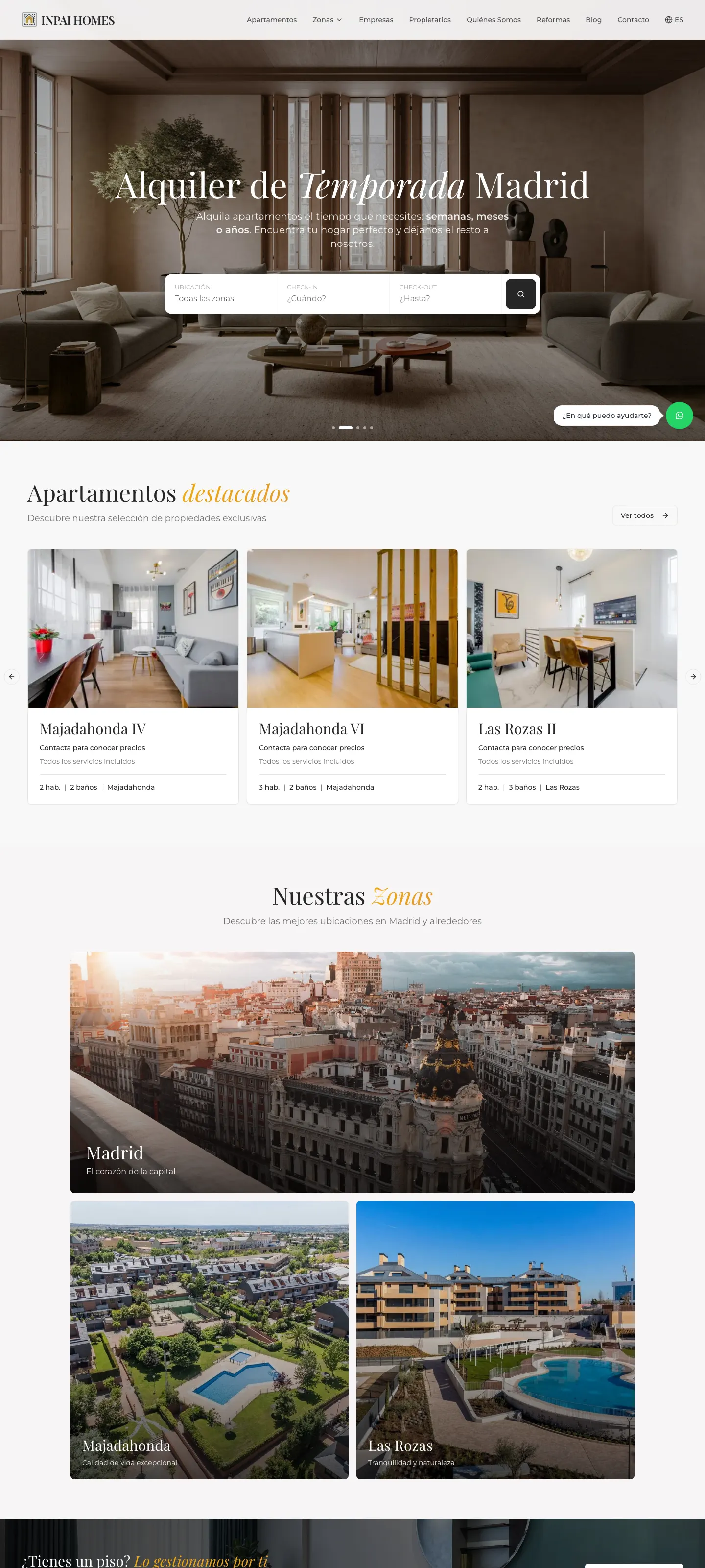 Web de Inpai Homes en ordenador