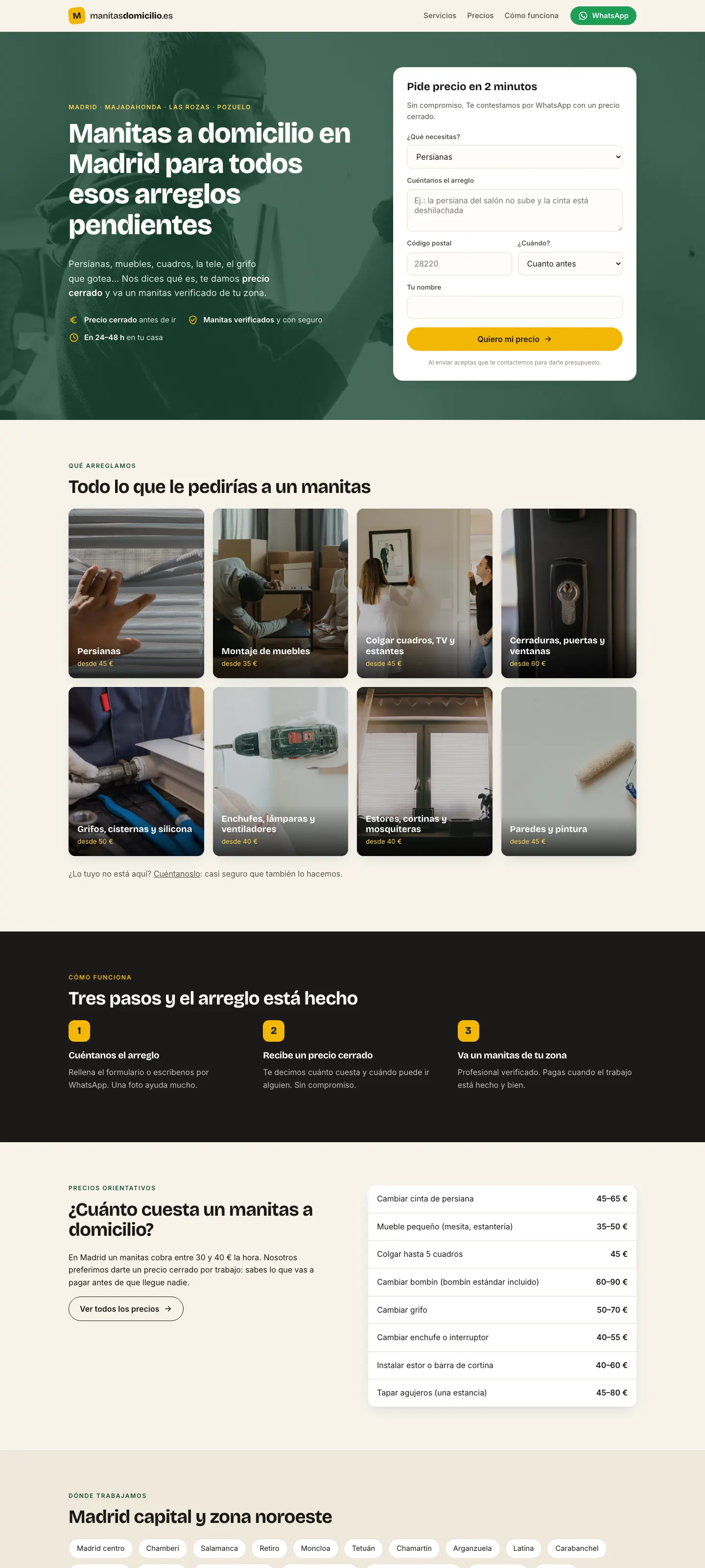 Web de Manitas a Domicilio en ordenador