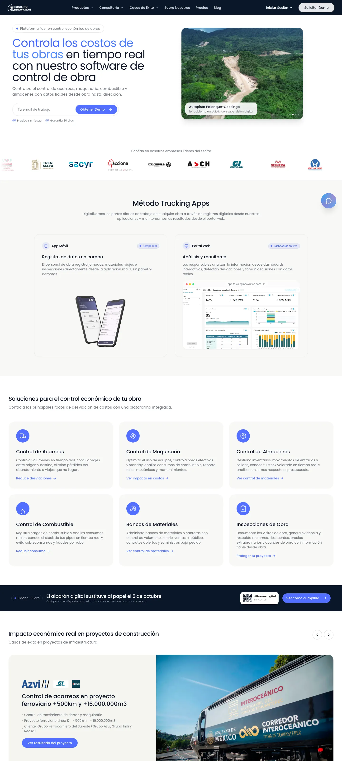 Web de Trucking Innovation en ordenador