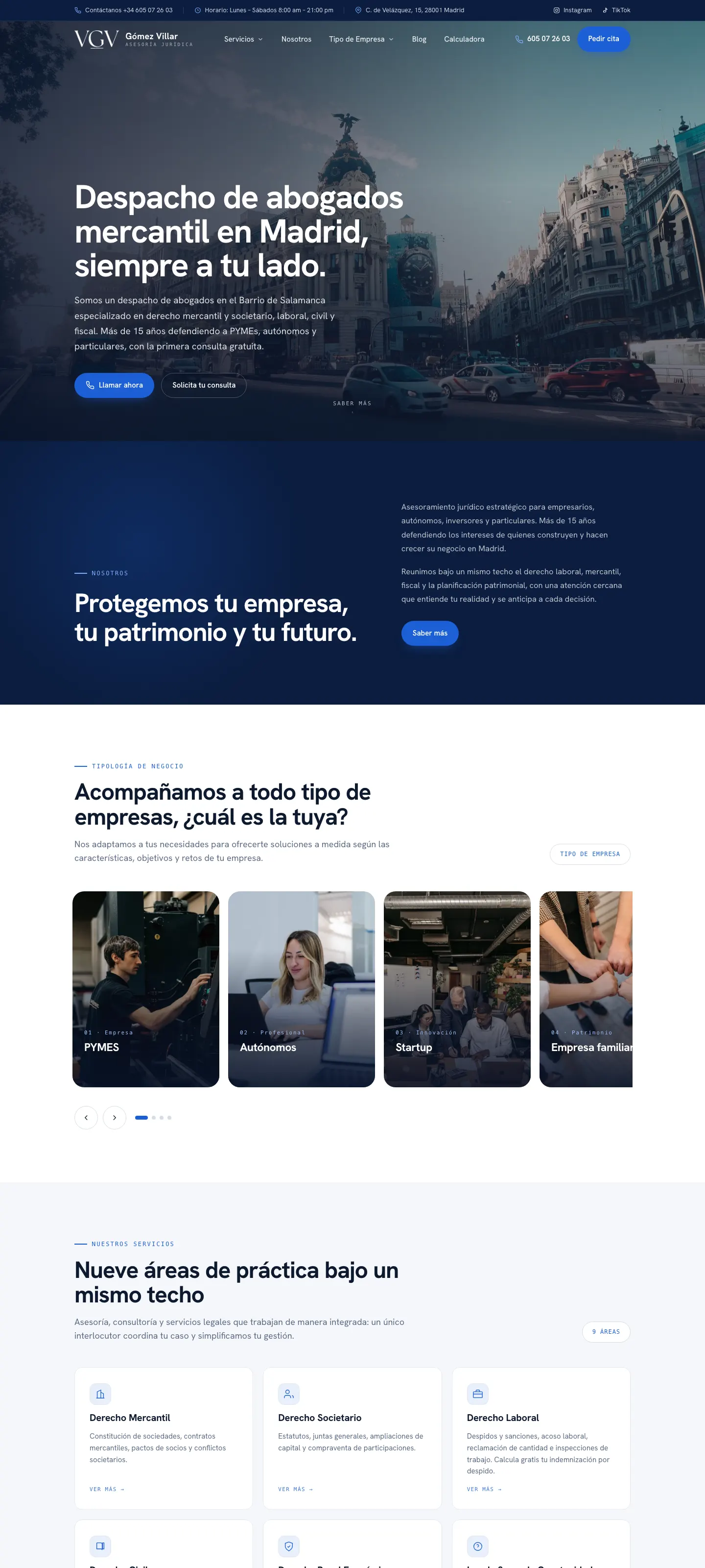 Web de Gómez Villar Abogados en ordenador